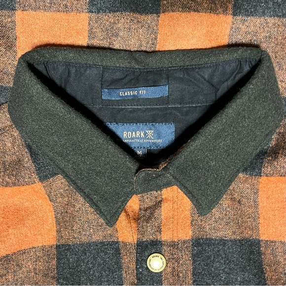 Roark Nordsman Wool Blend Flannel Plaid Classic Fit Shirt In Rust/Charcoal Sz M - Picture 7 of 11